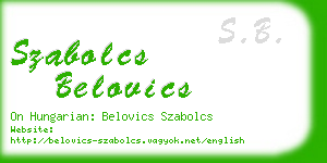 szabolcs belovics business card